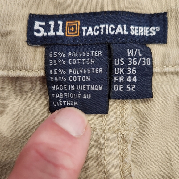 5.11 Tactical Series Cargo Pants Beige Tan Double Knee Elastic Waist Mens 36x30 - Picture 8 of 14